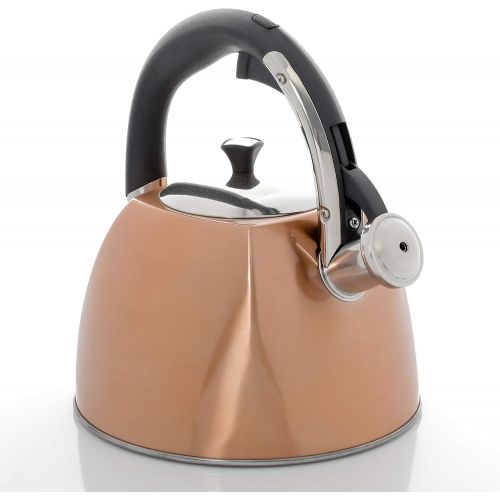  [아마존베스트]Gibson Mr Coffee Belgrove 2.5 Qt Stainless Steel Whistling Tea Square Kettle, Metallic Copper, 2. 5-Quarts, DAA