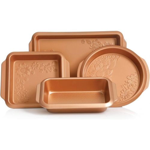 Gibson Country Kitchen 4 pc Embossed Nonstick Bakeware Set, 4-Piece, Copper