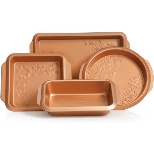  [아마존베스트]Gibson Country Kitchen 4 pc Embossed Nonstick Bakeware Set, 4-Piece, Copper