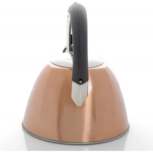  [아마존베스트]Gibson Mr Coffee Belgrove 2.5 Qt Stainless Steel Whistling Tea Square Kettle, Metallic Copper, 2. 5-Quarts, DAA