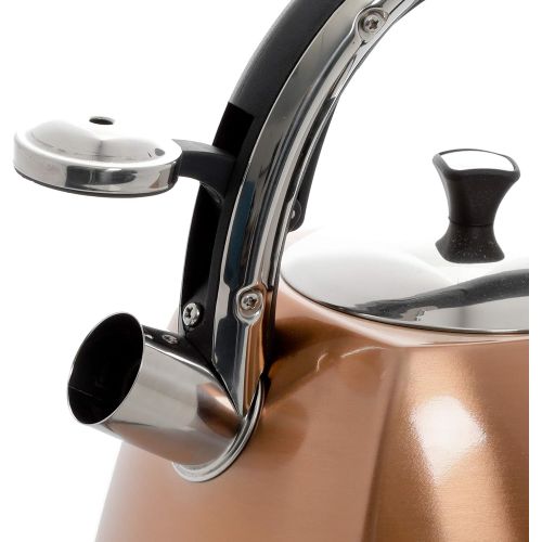  [아마존베스트]Gibson Mr Coffee Belgrove 2.5 Qt Stainless Steel Whistling Tea Square Kettle, Metallic Copper, 2. 5-Quarts, DAA