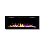Gibson Living Bombay 50 Inch Crystal Recessed Touch Screen Multi-Color Wall Mounted Electric Fireplace