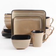 Gibson Home Gibson Everyday Rave Square 16-Piece Dinnerware Set, Taupe