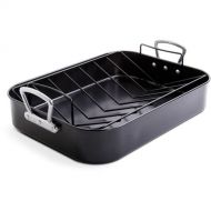 Gibson Home French Roaster 2-Piece Turkey Roaster and V Rack, Black