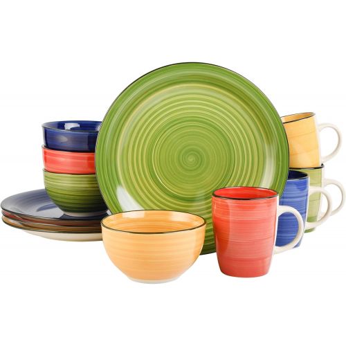  Gibson Home Color Vibes 12 Piece Dinnerware Set, Assorted Colors