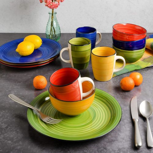  Gibson Home Color Vibes 12 Piece Dinnerware Set, Assorted Colors