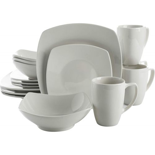  Gibson Home Zen Buffet Dinnerware Set, Service for 4 (16pcs), White (Square)