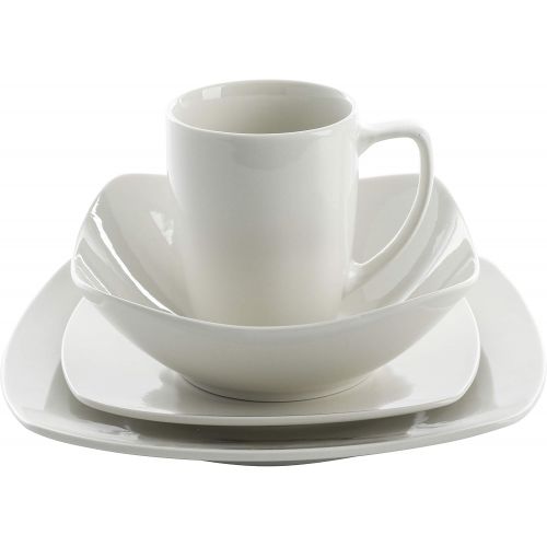  Gibson Home Zen Buffet Dinnerware Set, Service for 4 (16pcs), White (Square)