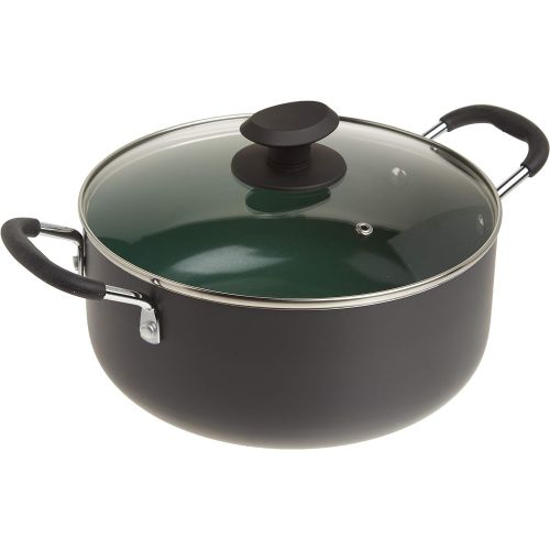  Gibson Home Eco-Friendly Hummington Forged Aluminum Non-Stick Ceramic Cookware with Soft Touch Bakelite Handle, 5-Quart Dutch Oven, Grey and Green