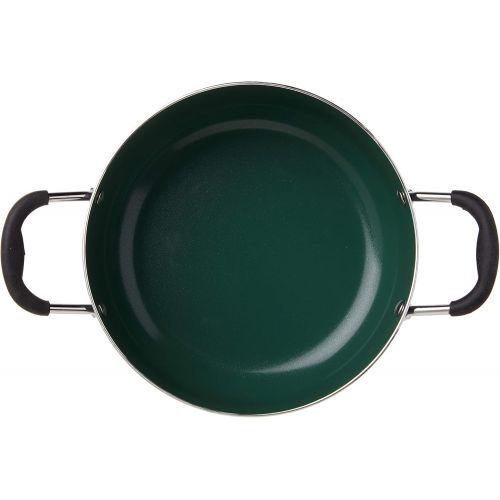  Gibson Home Eco-Friendly Hummington Forged Aluminum Non-Stick Ceramic Cookware with Soft Touch Bakelite Handle, 5-Quart Dutch Oven, Grey and Green