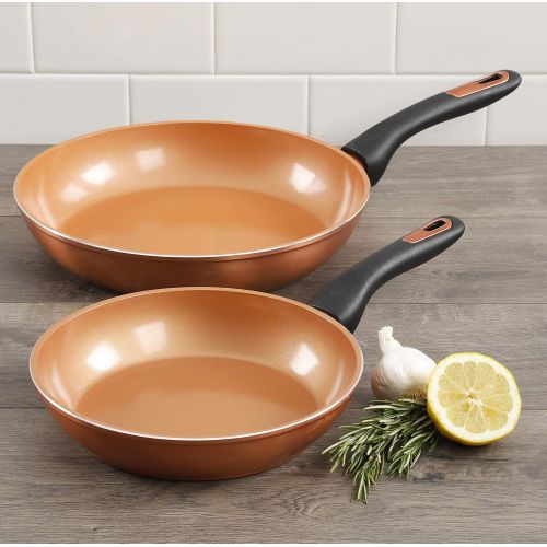  [아마존베스트]Gibson Home Eco-Friendly Hummington with Induction Base Forged Aluminum Non-Stick Ceramic Cookware with Soft Touch Bakelite Handle, 2-Piece Fry Pan Set (8 and 10-Inch), Metallic Co