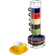 [아마존베스트]Gibson Home Sensations Stackable Espresso Saucer Set, 13PC Cups Stand, Assorted