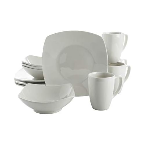  [아마존베스트]Gibson Home Zen Buffet Dinnerware Set, Service for 4 (12pcs), White (Square)