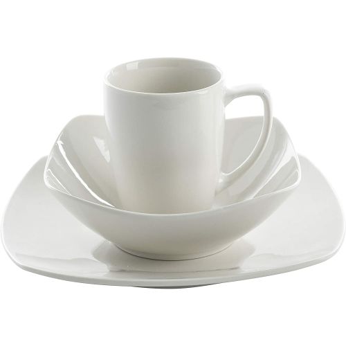  [아마존베스트]Gibson Home Zen Buffet Dinnerware Set, Service for 4 (12pcs), White (Square)