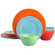 [아마존베스트]Gibson Home 107279.12 Brist 12 Piece Melamine Dinnerware (Set of 4), Assorted