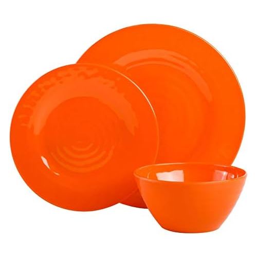  [아마존베스트]Gibson Home 107279.12 Brist 12 Piece Melamine Dinnerware (Set of 4), Assorted