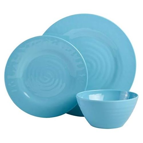  [아마존베스트]Gibson Home 107279.12 Brist 12 Piece Melamine Dinnerware (Set of 4), Assorted