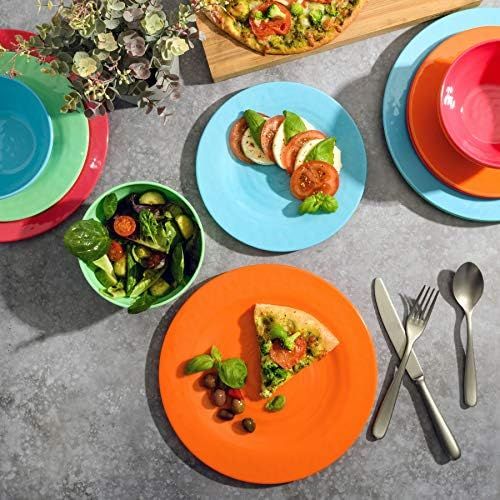  [아마존베스트]Gibson Home 107279.12 Brist 12 Piece Melamine Dinnerware (Set of 4), Assorted