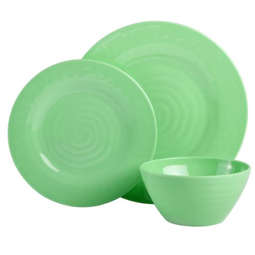  [아마존베스트]Gibson Home 107279.12 Brist 12 Piece Melamine Dinnerware (Set of 4), Assorted