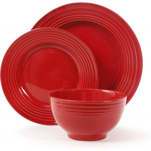  [아마존베스트]Gibson Home Plaza Cafe 12 Pc Red Dinnerware Set, 1