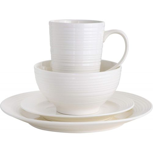  [아마존베스트]Gibson Home Amelia Court Round Dinnerware Set, Service for Four (16pcs), White (Gloss)