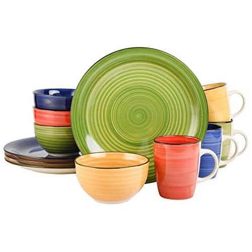  [아마존베스트]Gibson Home Color Vibes 12 Piece Dinnerware Set, Assorted Colors