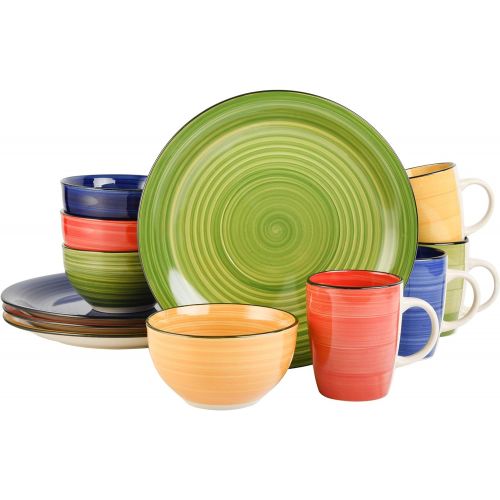  [아마존베스트]Gibson Home Color Vibes 12 Piece Dinnerware Set, Assorted Colors