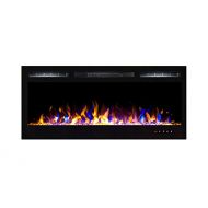 Gibson Living Room Decor Bombay 36 Crystal Recessed Touch Screen Multi-Color Wall Mounted Electric Fireplace