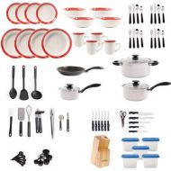 Gibson Products. Gibson Home Essential Total Kitchen 83-Piece Combo Set, Red