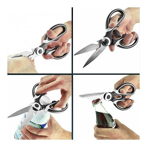  Kitchen Shears by Gidli - Lifetime Replacement Warranty- Includes Seafood Scissors As a Bonus - Heavy Duty Utility Stainless Steel All Purpose Ultra Sharp Scissors for Food