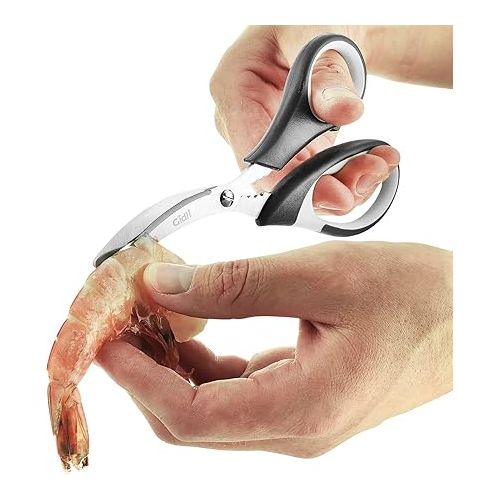  Kitchen Shears by Gidli - Lifetime Replacement Warranty- Includes Seafood Scissors As a Bonus - Heavy Duty Utility Stainless Steel All Purpose Ultra Sharp Scissors for Food