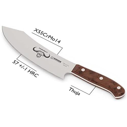  [아마존베스트]Giesser Since 1776  Made in Germany  Chefs Knife 20 cm Tree of Life, PremiumCut Chefs No 1, Kitchen Knife, Thuja, Wooden Handle, Rustproof, German Grill Knife Sharp