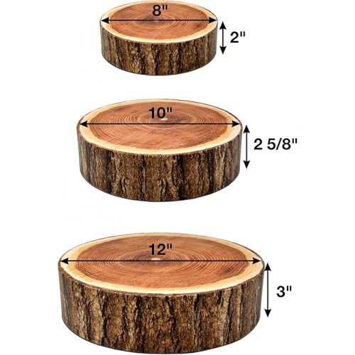  Gift Boutique Set of 3 Wood Look Cake Stand Holder Round Cardboard Cakes Stands, 8