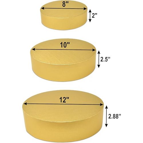  Gift Boutique Set of 3 Gold Cake Stand Holder Round Cardboard Cakes Stands, 8