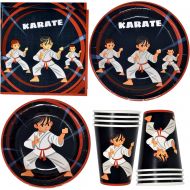 Gift Boutique Karate Martial Arts Party Supplies Tableware Set 24 9 Dinner Plates 24 7 Plate 24 9 Oz Cups 50 Lunch Napkins for Ninja Warrior Art Red Belt Uniform Theme Disposable Paper Goods Bir