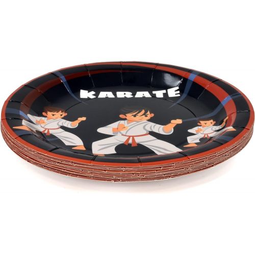  Gift Boutique Karate Martial Arts Party Supplies Tableware Set 24 9 Dinner Plates 24 7 Plate 24 9 Oz Cups 50 Lunch Napkins for Ninja Warrior Art Red Belt Uniform Theme Disposable Paper Goods Bir