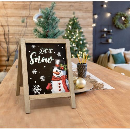  Gift Boutique Christmas Centerpiece Tabletop Decor Set of 3 Happy Holidays Blessings Plaque with Easel Double Sided Chalkboard Winter Table Topper for Fireplace Mantle Desk Shelf Kitchen Living