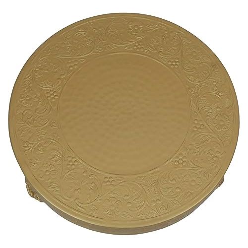  GiftBay 18 inch Round Gold Wedding Cake Stand, Hand Crafted, Embossed, Durable Build