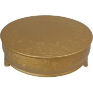 GiftBay 16 inch Round Gold Wedding Cake Stand, Hand Crafted, Embossed, Durable Build