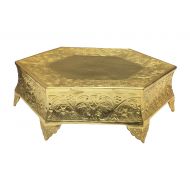GiftBay Creations GiftBay Gold Wedding Cake Stand Hexagonal Shape 14x14, Recently Redesigned with Durable and Expensive Electro-Plated Gold Finish (Not Gold Painted)