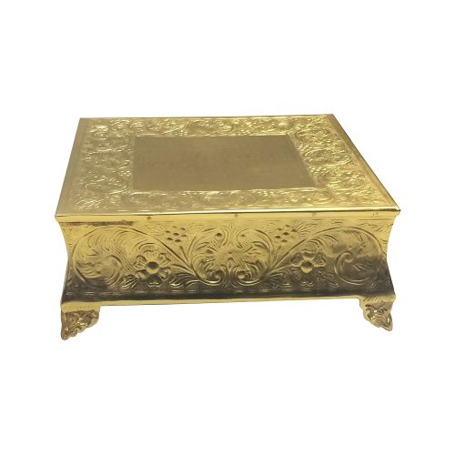  GiftBay Creations GiftBay Wedding Cake Stand Square 18-Inch, Newly Designed Nov. 2017, Electro-Plated Gold Finish, Aluminum