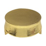 GiftBay Creations GiftBay Wedding Cake Stand Round 16, Hammered Design, Gold Finish with Unique Tapered Sides