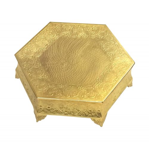 GiftBay Creations Wedding Cake Stand Hexagonal Shape 18x18, Gold Finish.