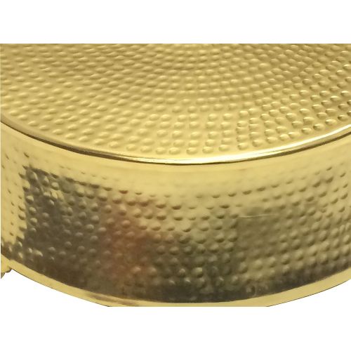  GiftBay Creations GiftBay Wedding Cake Stand Round 14, Hammered Design, Gold Finish with Unique Tapered Sides