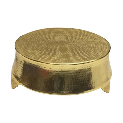  GiftBay Creations GiftBay Wedding Cake Stand Round 14, Hammered Design, Gold Finish with Unique Tapered Sides