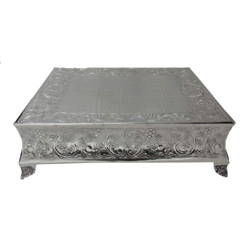  GiftBay Creations GiftBay Mega Size Silver Wedding Cake Stand Square 22. Built Strong for Multilayer Cake