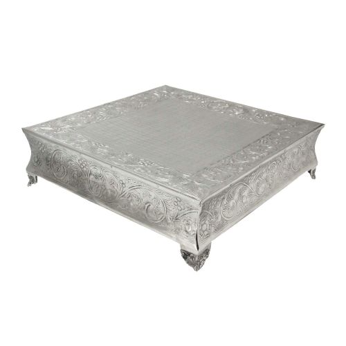  GiftBay Creations GiftBay Mega Size Silver Wedding Cake Stand Square 22. Built Strong for Multilayer Cake