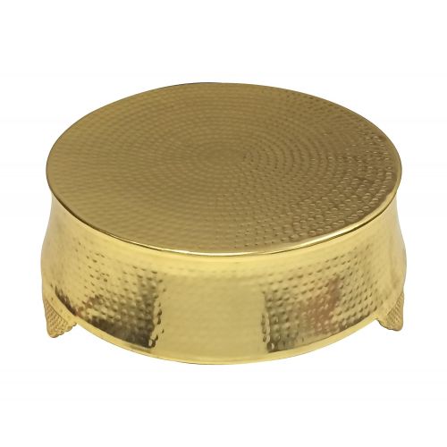  GiftBay Creations GiftBay Wedding Cake Stand Round 18, Hammered Design, Gold Finish, Aluminum with Unique Tapered Sides