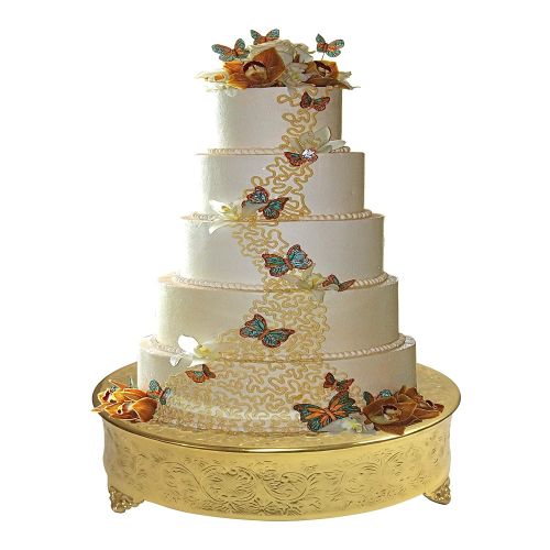  GiftBay Creations GiftBay Gold Wedding Cake Stand Round 16, Newly Redesigned With Durable and Expensive Electro-Plated Gold Finish, (NOT Spray Gold Color Painted) Light But Very Strong Aluminum Base
