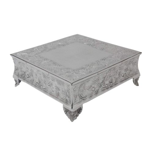  GiftBay Creations GiftBay Silver Wedding Cake Stand Square 16x16 a Strongly Built Masterpiece for Multilayer Cake